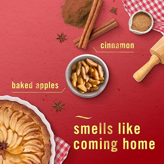 Febreze Scented Candle, Baked Cinnamon Apples Scent, 11 oz 4 Wick Candle, Single Pack
