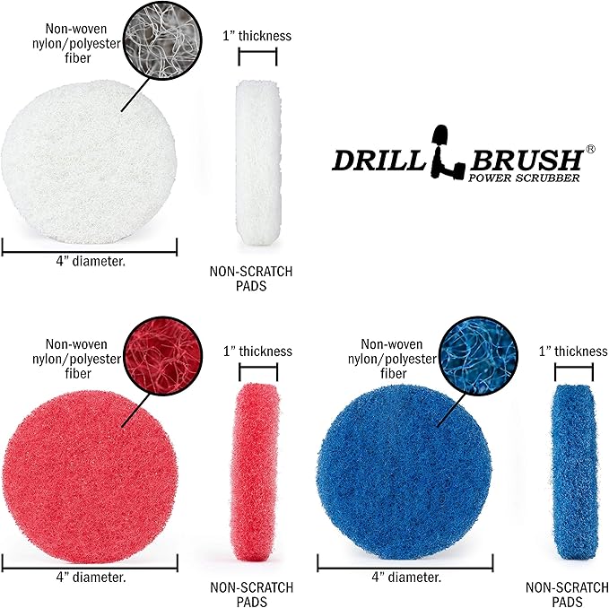 Drillbrush Power Scrubber Brush Set - Drill Brush Attachment - Bathroom Cleaner Scrub Brush - Toilet Brush Cleaning Supplies - Glass Shower Door Cleaner - Powered Tile Cleaner Bathtub Scrubber