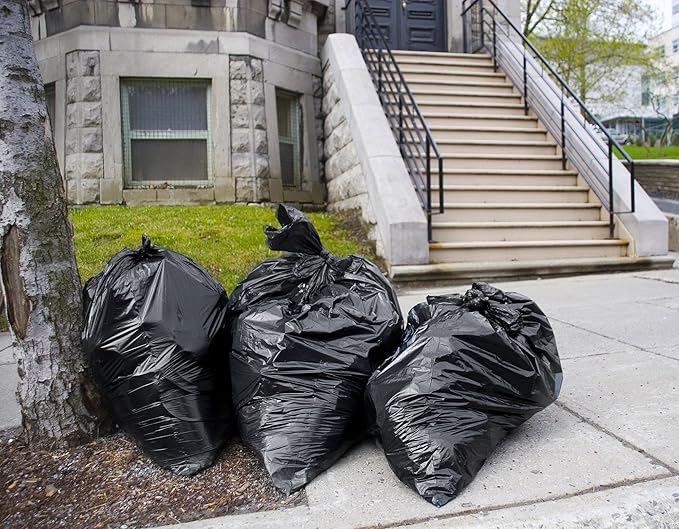 Tasker 64 Gallon Trash Bags Heavy Duty (Value-PACK 50 Bags w/Ties) 64 Gallon Trash Bags | 65 Gallon Trash Bag Heavy Duty Large Black Industrial Garbage Bags | 60 Gallon Garbage Bag
