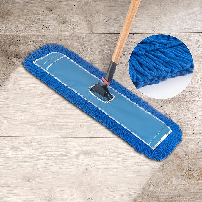 Matthew 24'' Microfiber Loop Dust Mop Washable Commercial&Residential Heavy Duty Mop Head Replacement Premium Absorbent Industrial Dust Mop Refill Pads for Hardwood, Office,Garage and Hotel -1Pack