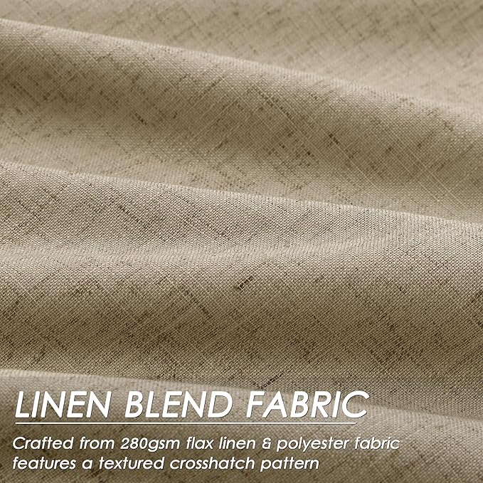 Extra Long Blackout Curtains 108 Inches Long Tan Brown Modern Linen Back Tab Rod Pocket Curtains for Sliding Glass Doors Thermal Light Blocking Floor Length Windows Drapes With White Backing 9Ft