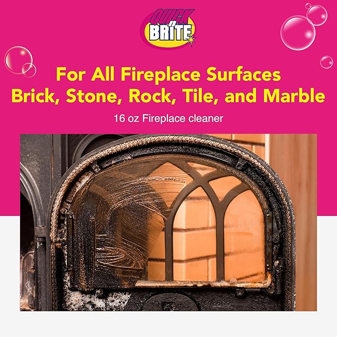 Quick ‘n Brite Fireplace Gel Cleaner for Brick, Stone, Rock, Tile, and Marble, Nonabrasive Fireplace Cleaner, Made in the USA, 16 oz (Pack of 2)