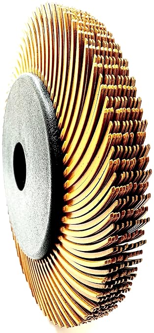 Radial Bristle Brush, 6 in x 1/2 in x 1 in, 80 Grit (Yellow) Type C Curved Bristles, 1 Pack