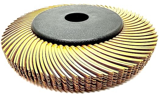 Radial Bristle Brush, 6 in x 1/2 in x 1 in, 80 Grit (Yellow) Type C Curved Bristles, 1 Pack