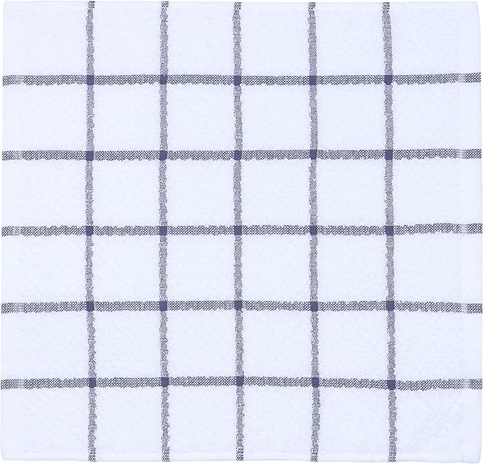 Cotton Grid Dish Cloths, Terry Cleaning Rags, 12 x 12 Inches, Light and Soft, Quick Drying Dish Rags, 8pc/Set (Purple)