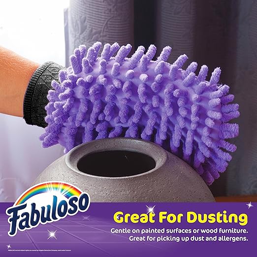 Fabuloso Microfiber Cleaning Mitt, Purple, One Size Fits All - Lint-Free, Scratch-Free Glove for Surfaces and Furniture - Dustless Hand Cloth for Bold & Bright Experience, 3 Count