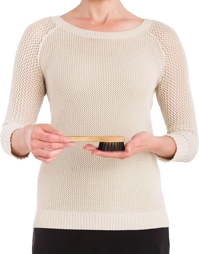 Redecker Wire and Natural Pig Bristle Suede Brush with Oiled Oakwood Handle, 6-7/8-Inches