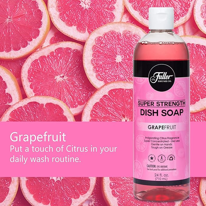 Fuller Brush Super Strength Dish Soap ? Economical ? Use Much Less ? For Dishes, Glasses, Silverware, Utensils, Pots, Pans, Countertops, Tables ? Invigorating Fragrance (Grapefruit) 6 Pack