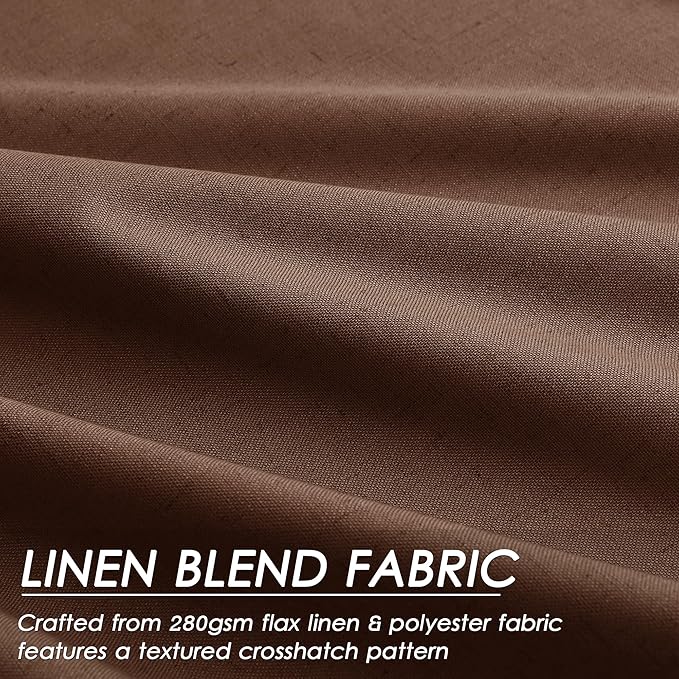 Full Black Out Rustic Brown Window Curtains 96 Inches Long Back Tab Rod Pocket Sound Absorbing Light Blocking 2 Panels Set for Dining Room Neutral Rustic Modern Farmhouse Curtains Drapes 52x96