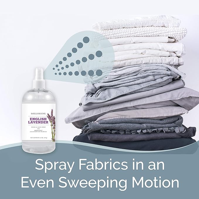 SMELLS BEGONE Air Freshener Home & Linen Spray - 16 oz, Pack of 2 - Odor Eliminator - Made with Essential Oils - English Lavender Scent