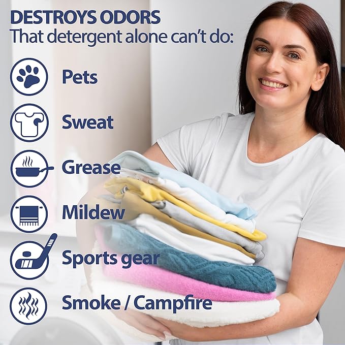 Nature Clean Stink Bombs, Natural Laundry Odor Eliminator for Clothes, Strong Odor Remover for Clothes with Pet, Sweat, Grease, Mildew & Sports Smell, Odor Remover Laundry Pods for Home Use, 60 Pods