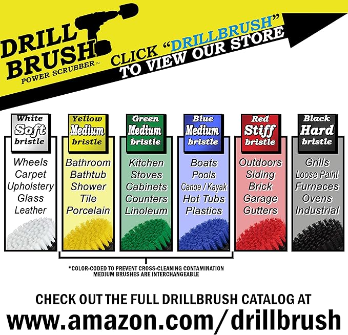 Drillbrush BBQ Grill Cleaning Kit - Safe Nylon Grill Brush | Drill Brush Set - Ultra Stiff Power Scrubber Attachments for Loose Paint, De-Scaling Rust and Graffiti Removal on Stone, Brick and Masonry