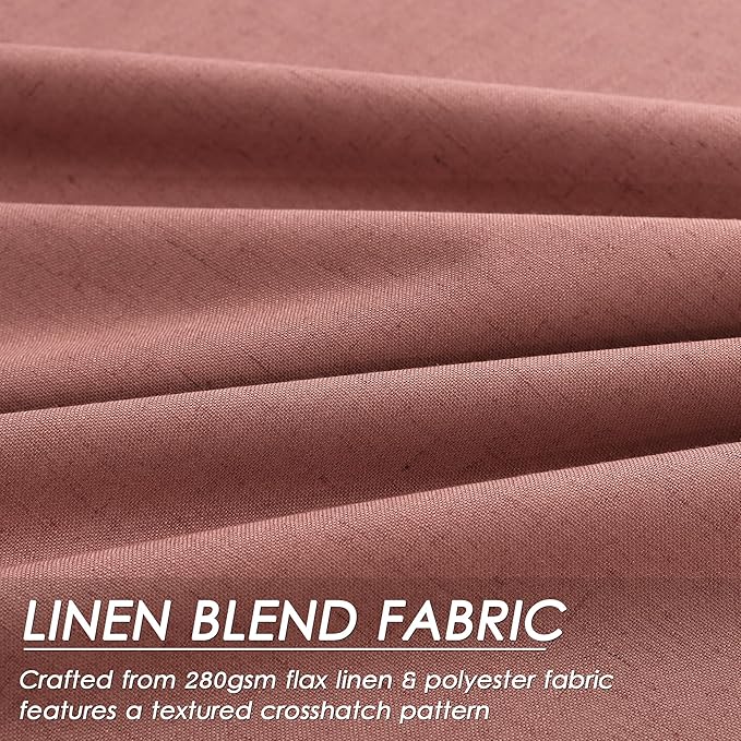 Linen Curtains 96 Inch Length 2 Panels Canyon Rose Boho Farmhouse Loop Pocket Rod Pocket Sound Proof Drapes Light Blocking Darkening Living Room Curtains for Bedroom and Dining Room 52X96