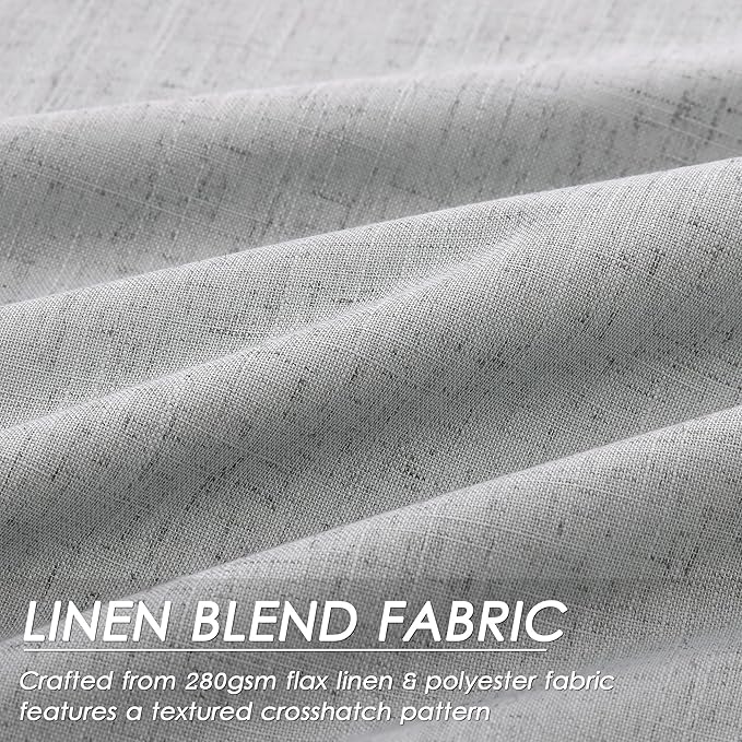 Extra Long Blackout Curtains 108 Inches Long Silver Grey Modern Linen Back Tab Pocket Curtains for Sliding Glass Doors Thermal Light Blocking Floor Length Windows Drapes With White Backing 52X108