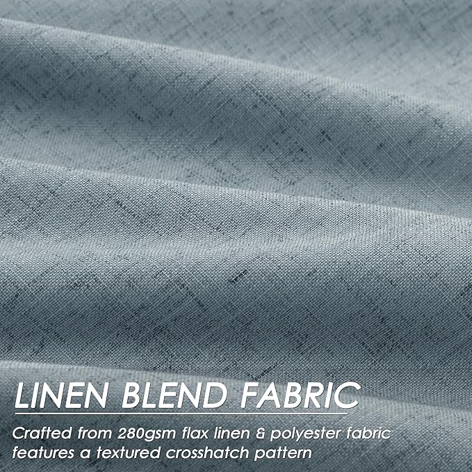 Extra Long Blackout Curtains 108 Inches Long Dark Blue Modern Linen Back Tab Rod Pocket Curtains for Sliding Glass Doors Thermal Light Blocking Floor Length Windows Drapes With White Backing 9Ft