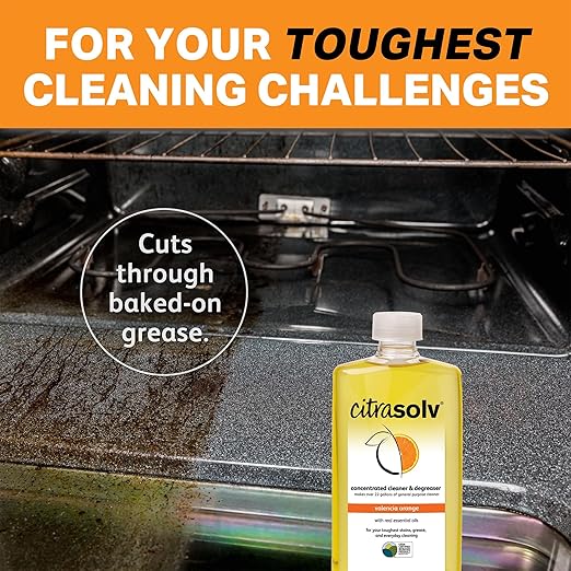 Citra Solv - Concentrated Household Cleaner & Degreaser - Valencia Orange Scent - 32 Fl Oz, Natural Ingredients, Non-Toxic, Biodegradable, Made in USA