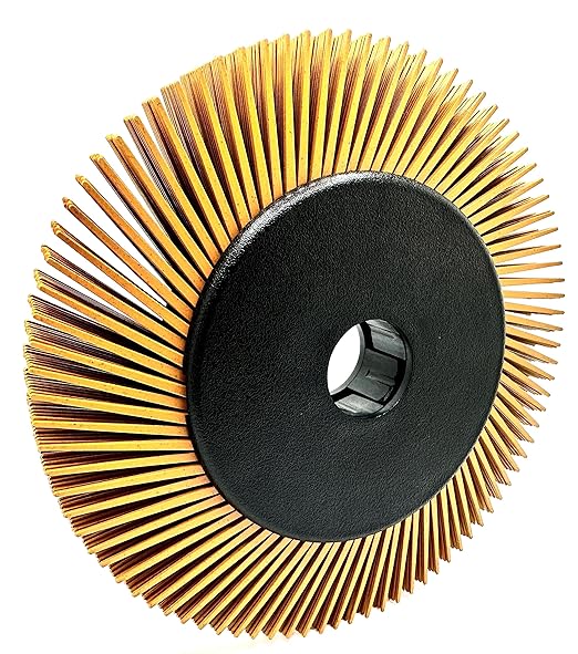 Radial Bristle Brush, 6 in x 1/2 in x 1 in 80 Grit (Yellow) with Adapter (Pack of 1)