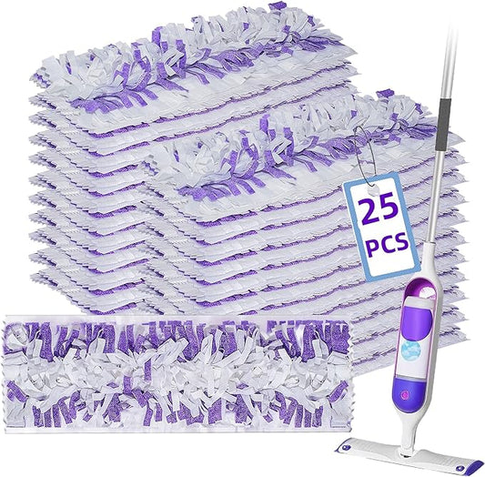 Disposable Mopping Pad Refills Compatible with PowerMop Multi-Surface Mop and PowerMop Wood Mop, Spray Clean Pads Replacement (Purple -25)