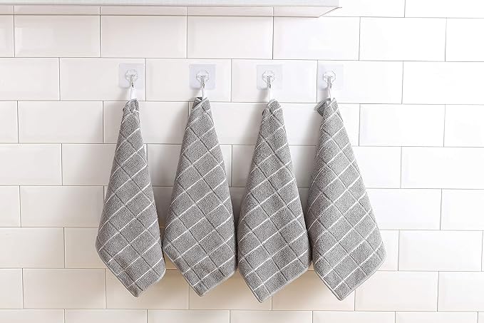 HYER KITCHEN Microfiber Kitchen Rags, Cleaning Cloth for Dishes, All-Purpose - Absorbent and Lint Free Household Dish Rags with Scrub Side, 6 Pack Size 12” X 12”