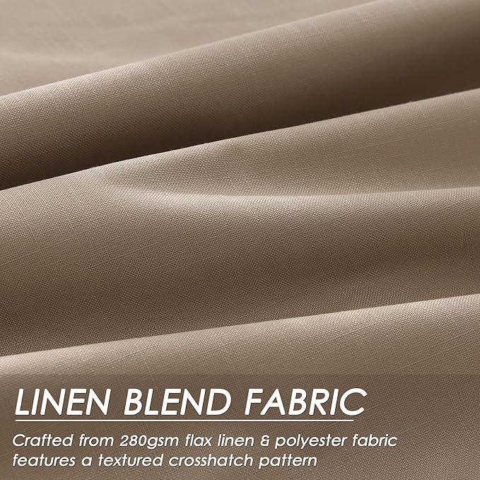 Tan Linen Blackout Curtains 120 Inch Length 2 Panels Set Extra Long 10 Ft Back Tab Pocket Drapes Thermal Insulated Total Blocking Curtains for Dining Room Cottage High Window Curtain 52x120 Inch