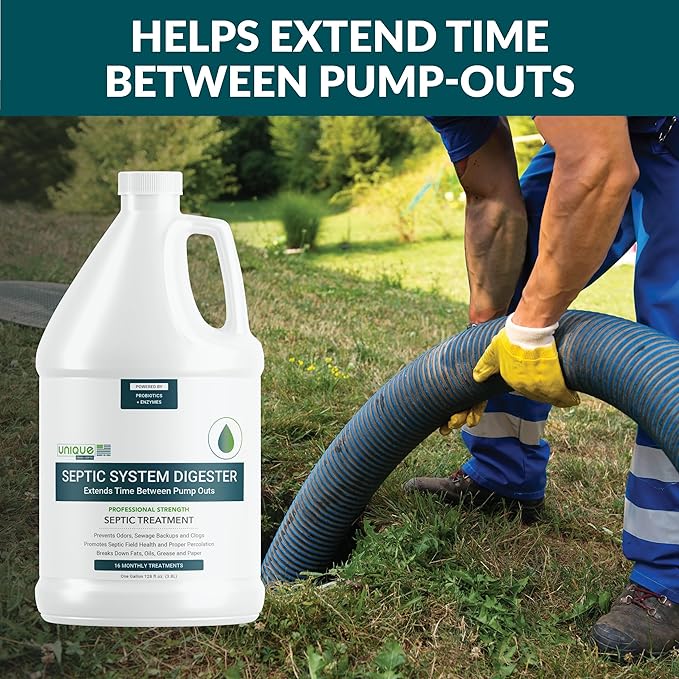 Unique Septic System Digester - 16 Monthly Live Bacteria Septic Tank Treatments - Prevents Back-Ups, Clogs and Odors (128 oz)