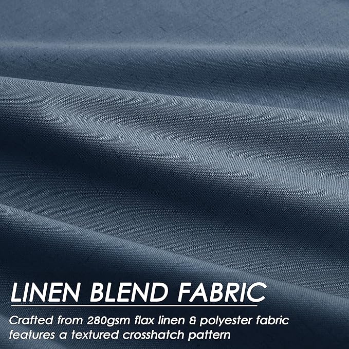 2 Panels Set Denim Blue Linen Curtains 120 Inch Length Extra Long 10 FT Back Tab Pocket High Ceiling to Floor 10FT Thermal Insulated Total Light Blocking for Dining Room Cottage Windows 52x120