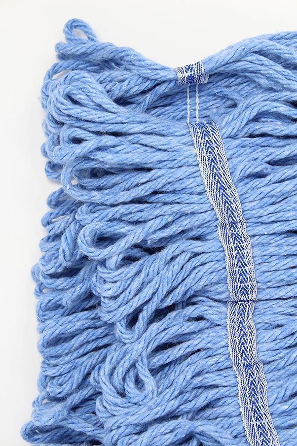 Turkey Creek Essentials Mop Heads Commercial Grade USA Made Looped End Heavy Duty Large Mop Head of Blue 4-Ply Synthetic Yarn Industrial Wet Mop Head Replacement and String Mop Refills (1, Large)