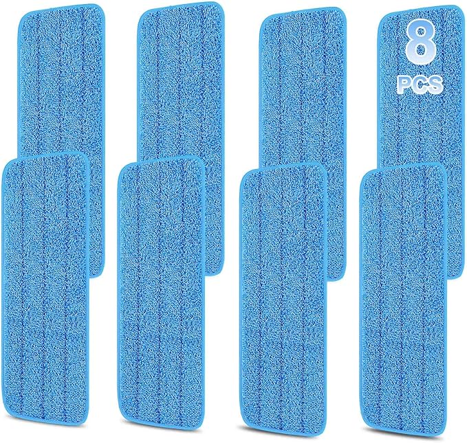 8 Pack 16.5 inch Reusable Mop Pads Microfiber Spray Mop Replacement Heads for Wet/Dry Mops Compatible with Bona Floor Care System