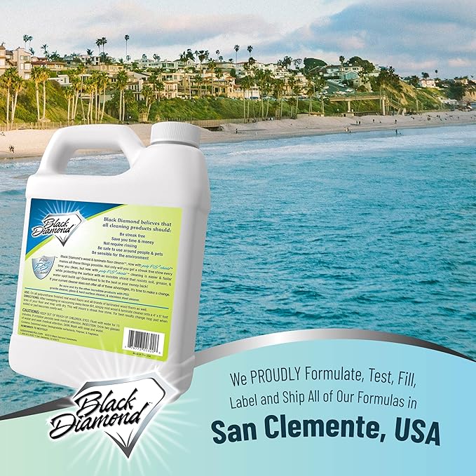 Black Diamond Laminate and Hardwood Floor Cleaner Spray, Versatile Solution Safe for Vinyl Floor Cleaner, Wood Flooring Cleaner, Polish, and Engineered Hardwood Floor Polish. 1-Gallon.