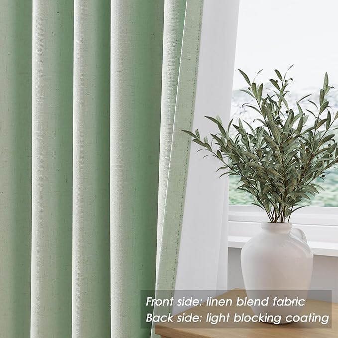 Full Black Out Aqua Green Window Curtains 84 Inches Long Back Tab Rod Pocket Thermal Insulated Noise Reducing Full Light Black Out 2 Panels Set for Living Room Elegant Modern Curtains Drapes 52x84
