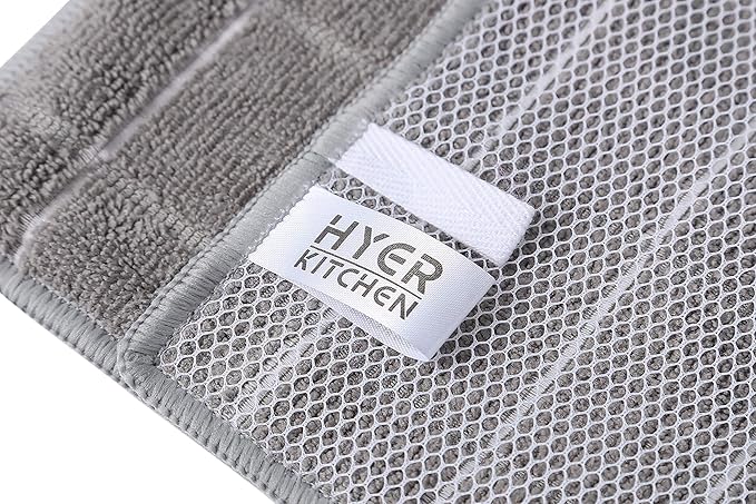 HYER KITCHEN Microfiber Kitchen Rags, Cleaning Cloth for Dishes, All-Purpose - Absorbent and Lint Free Household Dish Rags with Scrub Side, 6 Pack Size 12” X 12”