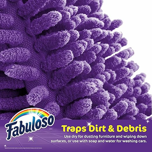 Fabuloso Microfiber Cleaning Mitt, Purple, One Size Fits All - Lint-Free, Scratch-Free Glove for Surfaces and Furniture - Dustless Hand Cloth for Bold & Bright Experience, 3 Count