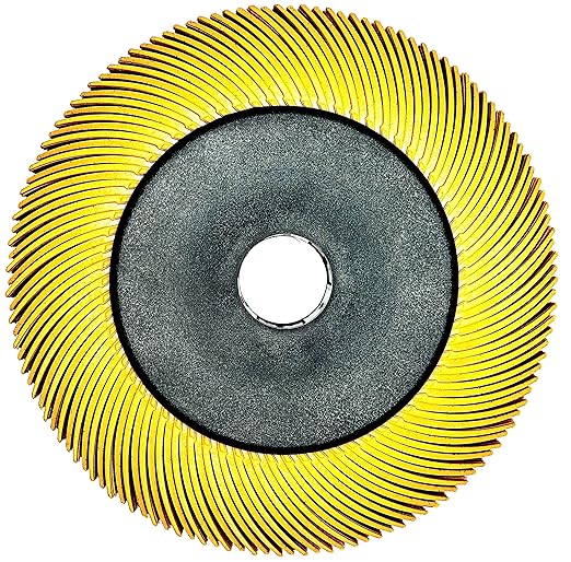 Radial Bristle Brush, 6 in x 1/2 in x 1 in, 80 Grit (Yellow) Type C Curved Bristles, 1 Pack