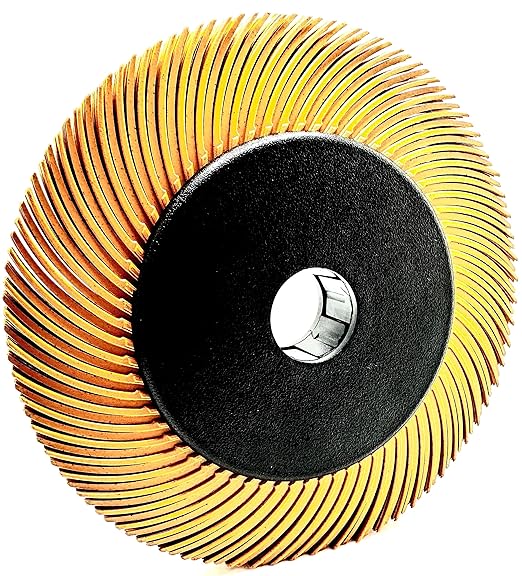 Radial Bristle Brush, 6 in x 1/2 in x 1 in, 80 Grit (Yellow) Type C Curved Bristles, 1 Pack